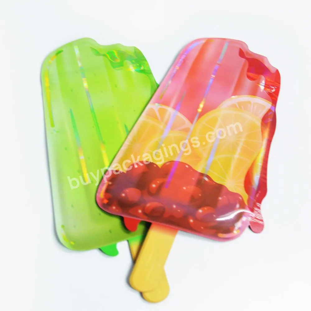 Print Packaging Resealable Smell Proof Baggies 3.5g Candy Irregular Special Plastic Holographic Ziplock Shape Bags