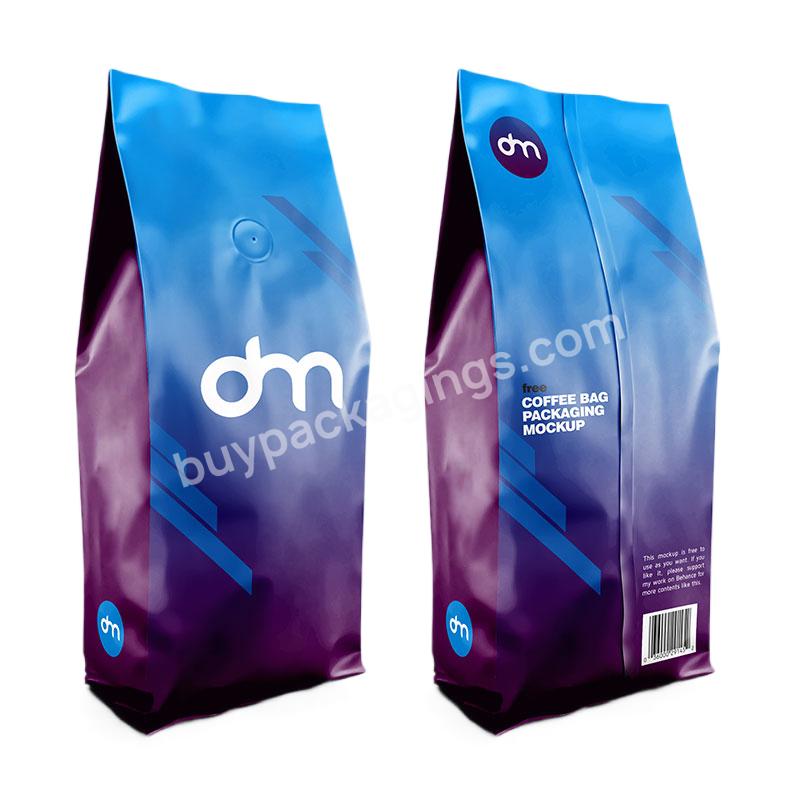 Printed 500g Coffee Packaging Bag Square Bottom Pouch Zipper Coffee Side Gusset Bags