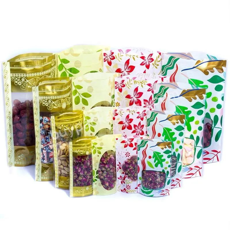 Printed Dried Food Packaging Flower Tea Nuts Sugar Candy Stand Up Zipper Pouch