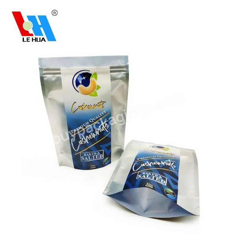 Printing Cashew Nuts Packaging Bag Aluminum Foil Resealable Stand Up Pouch With Window