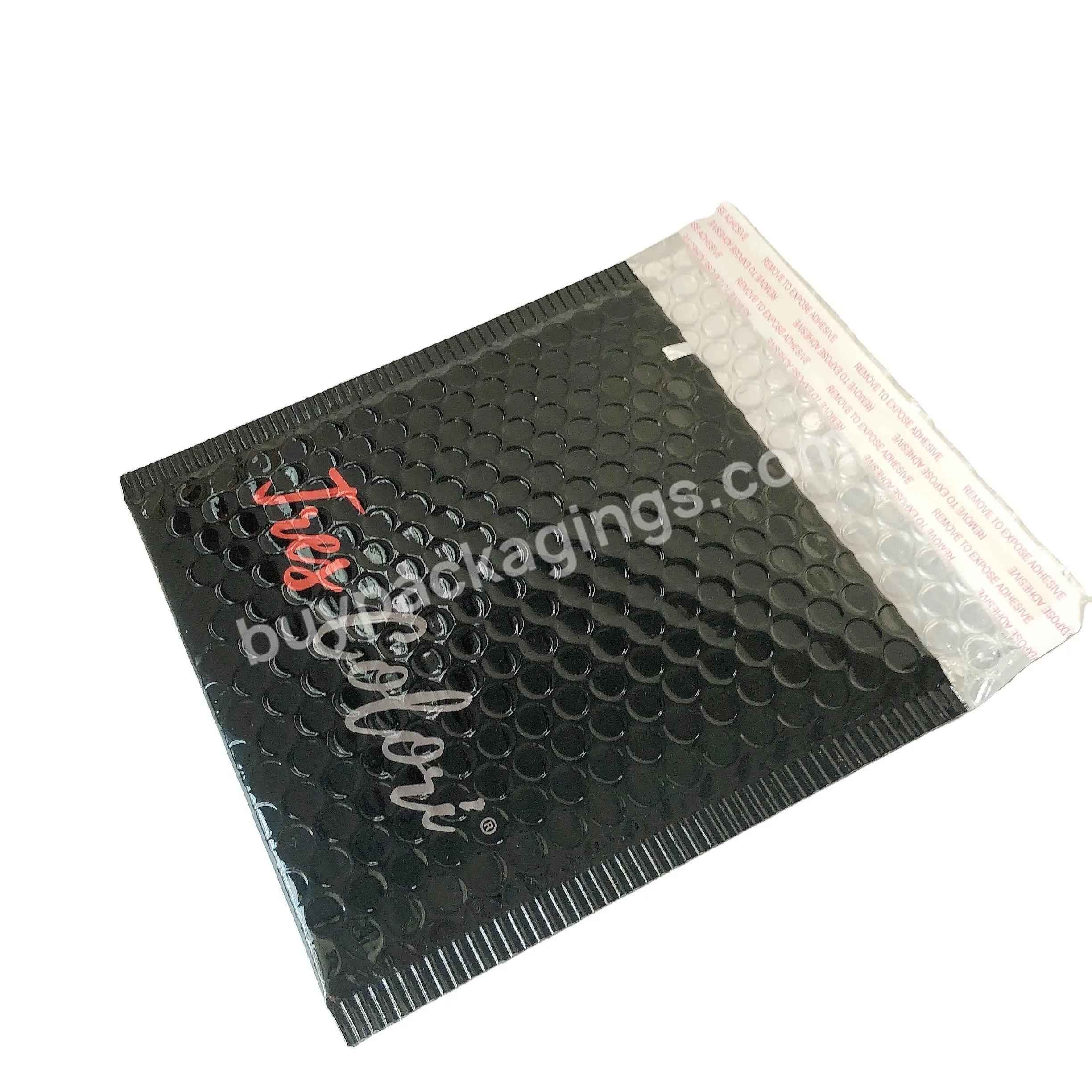 Private Logo Designer Self Adhesive Black Padded Bubble Envelopes Custom Mailing Bag Shipping Protective Mailer Bubble Package