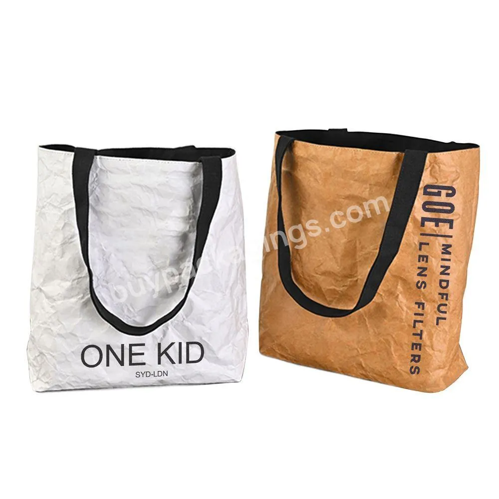 Pro Service And Quality Ecological Friendliness Recycled Washable Kraft Paper Bag Washable Kraft Paper Tote Bag