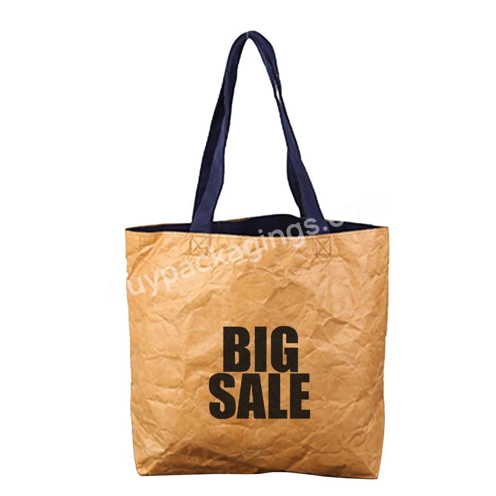 Pro Service And Quality Ecological Friendliness Recycled Washable Kraft Paper Bag Washable Kraft Paper Tote Bag