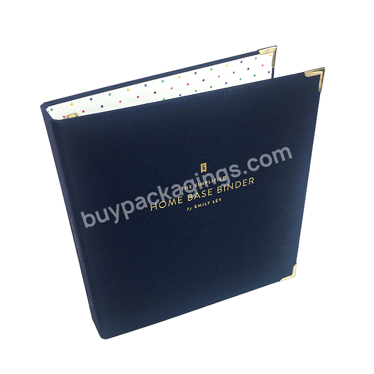 Professional 3 Ring Binder Small Cloth Office Stationery Hardcover Ring Binder Fabric Binder With Gold Rings