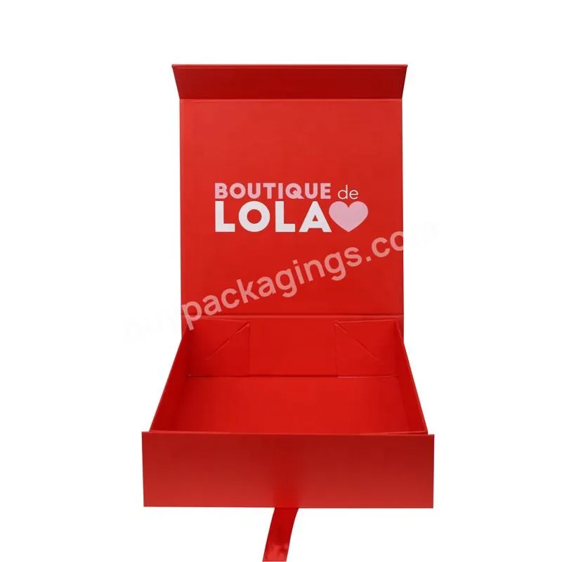 Professional Custom Foldable Magnetic Close Collapsible Rigid Luxury Jewellery Gift Hamper Box With Ribbon Closure