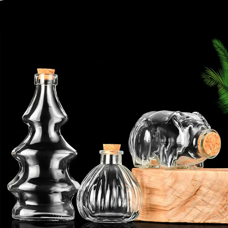 Professional Factory Supply DIY Lucky Wishing Wooden Stopper Float Bottle Creative Multiple Shape Glass Bottle