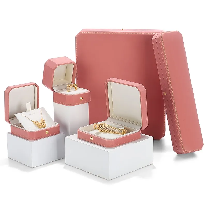 Professional Leather Paper  Wedding Ring Boxes Jewelry Packaging Wholesale