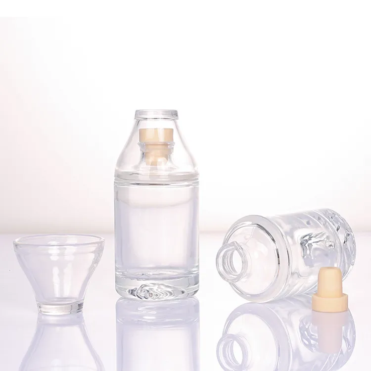 Promotion 100ml Cheap Price  Clear Body Glass Bottle With A Cup One Person One Cup Glass Wine Bottles