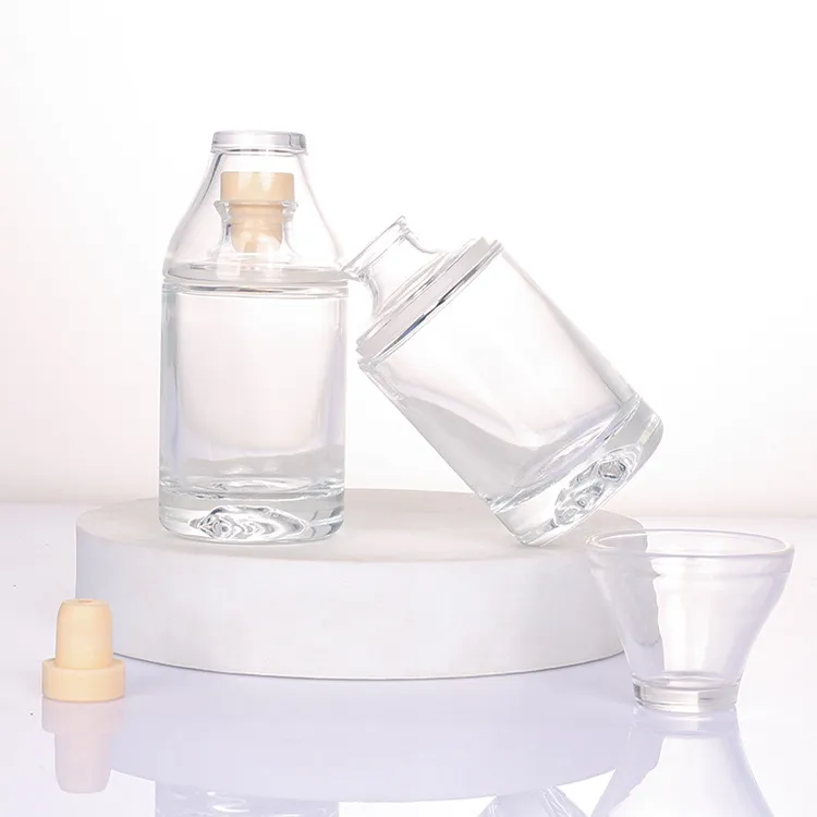 Promotion 100ml Cheap Price  Clear Body Glass Bottle With A Cup One Person One Cup Glass Wine Bottles