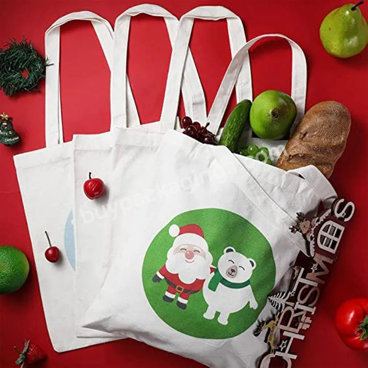 Promotion Grocery Christmas Gift Package Tote Shopping Custom Printed Logo Cotton Canvas Bag