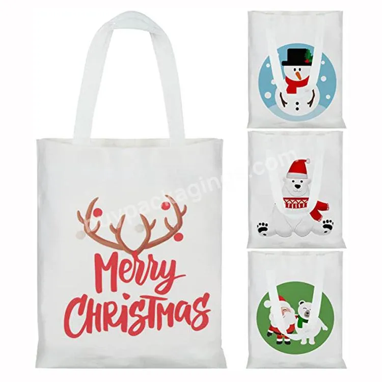 Promotion Grocery Christmas Gift Package Tote Shopping Custom Printed Logo Cotton Canvas Bag