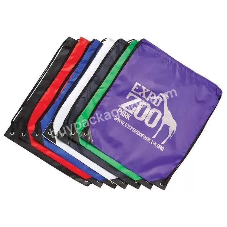 Promotional 210d Polyester Custom Logo Sports Gym Travel Black Polyester Drawstring Backpack Bag - Buy Polyester Drawstring Bag,Drawstring Bag,Polyester Backpack Bags.