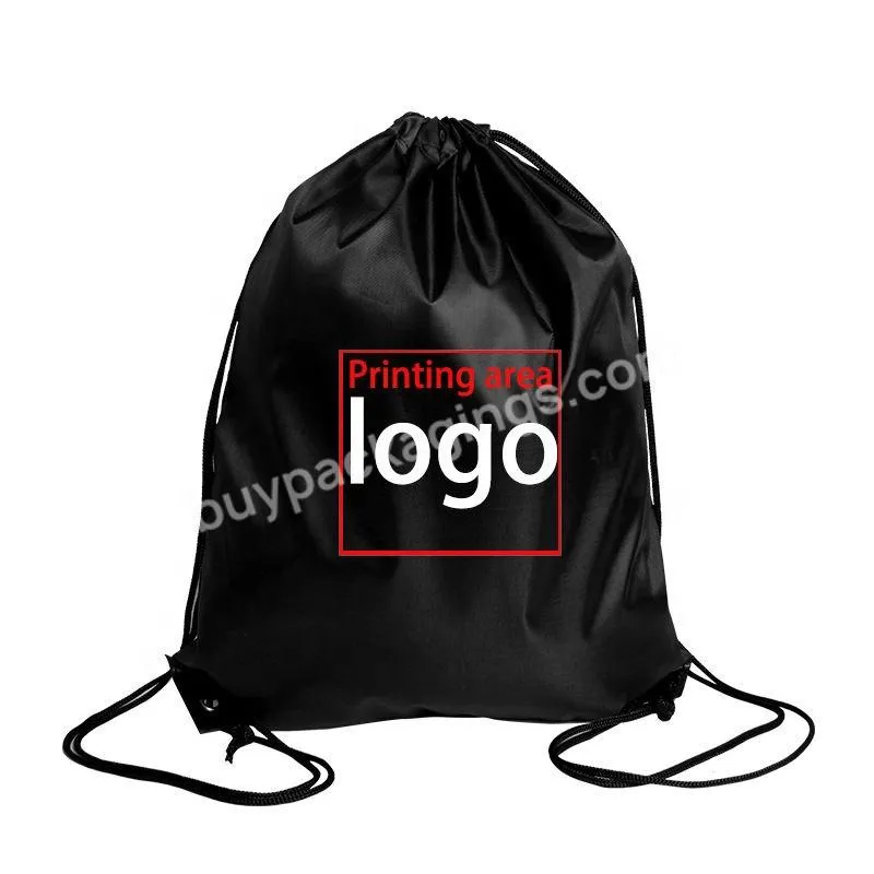 Promotional Nylon Polyester Drawstring Backpack Bags Custom Logo 210d Polyester Drawstring Gift Bag Sports Bag For Gym Traveling