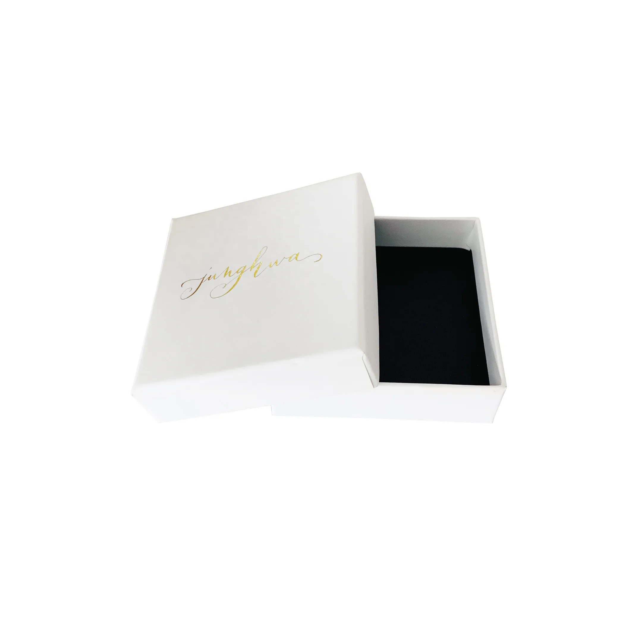 Qingdao Yilucai Custom Gold Foil Stamping Logo Jewelry Box Cardboard Packages For Jewelry With Foam Insert