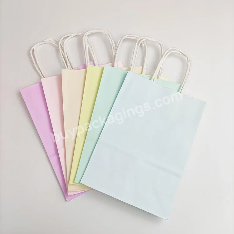 Rainbow Kraft Baby Shower Pastel Paper Party Favor Gift Bags With Handles