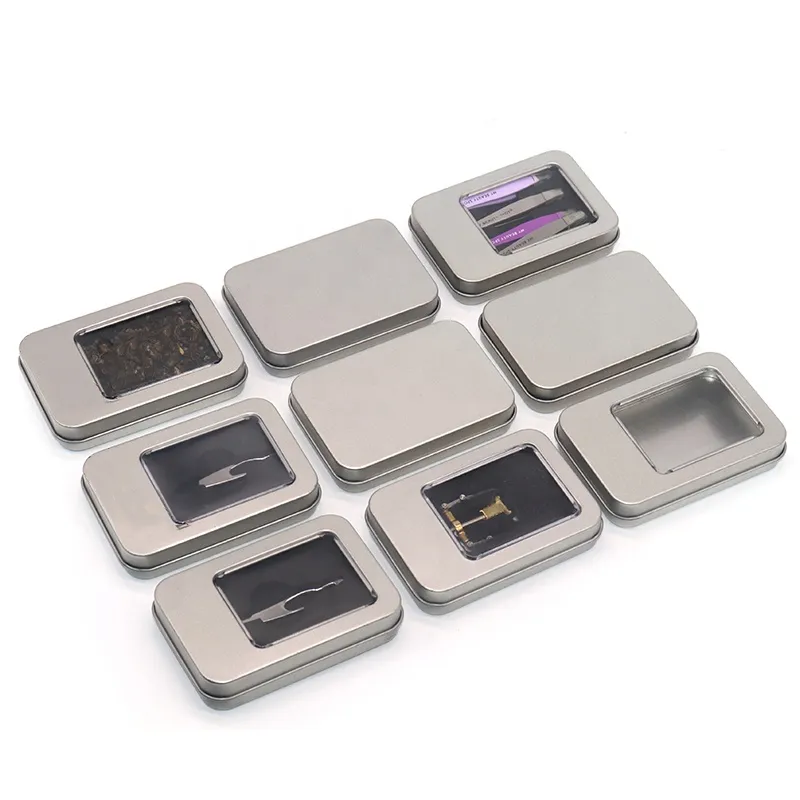 Rectangular Gold Tins With Pvc Clear Window Lids Metal Empty Tin Box For Wine Bottle Opener