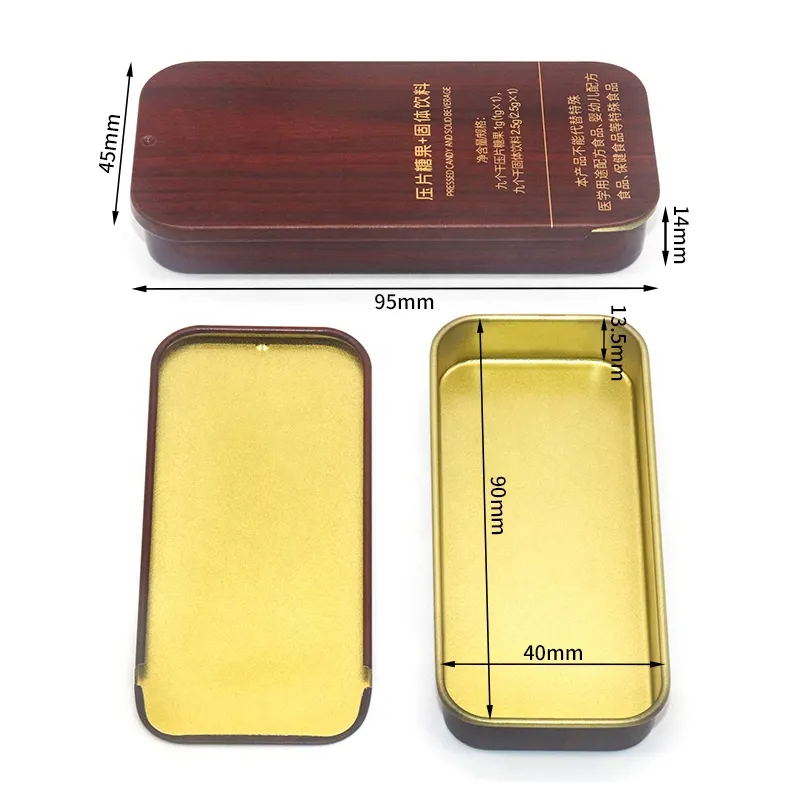 Rectangular Metal Empty Tins With Removable Slide Top Lid Portable Preroll Tin Container