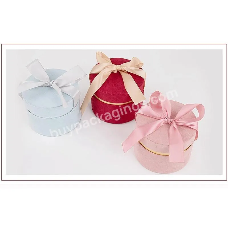 Recyclable Paper Round Cardboard Box Gift Box Cylinder Packaging With Ribbon