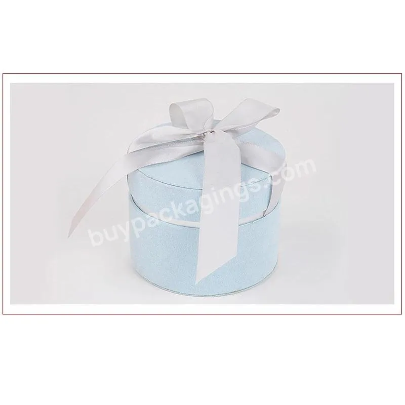 Recyclable Paper Round Cardboard Box Gift Box Cylinder Packaging With Ribbon