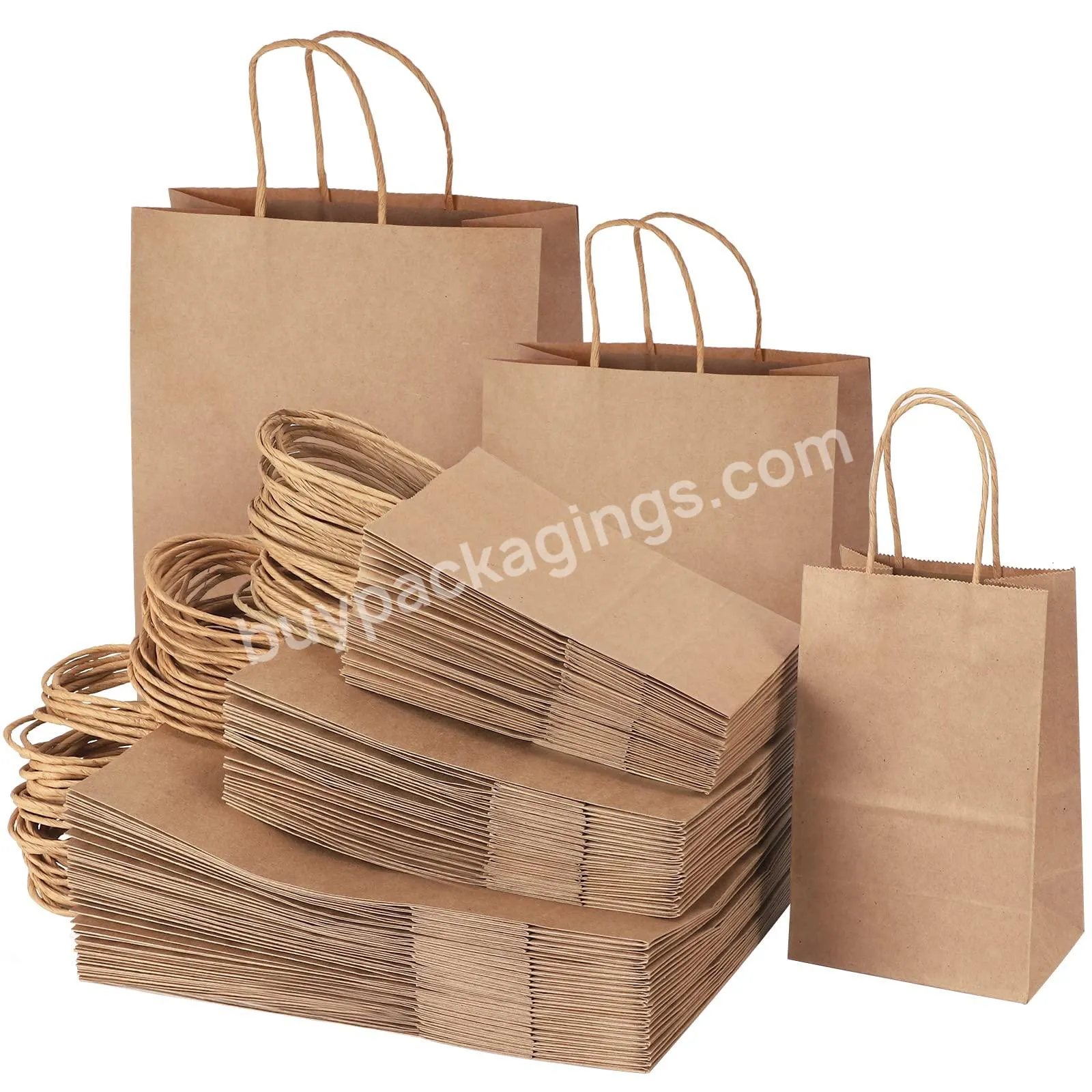 Recyclable Retail Shopping Clothing Gift Bag Kraft Paper Takeout Doggy Bag Take Away Sachet Packaging Bags