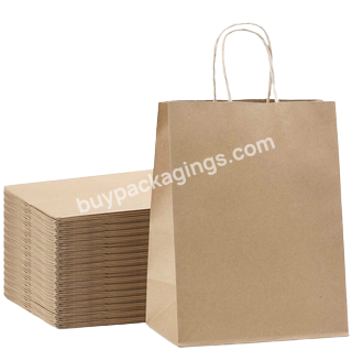 Recycled Brown Paper Bags Thank You Shopping Gift Big Kraft Bag Custom With Handles And Logo