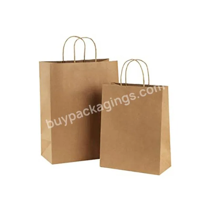 Recycled Brown Paper Bags Thank You Shopping Gift Big Kraft Bag Custom With Handles And Logo