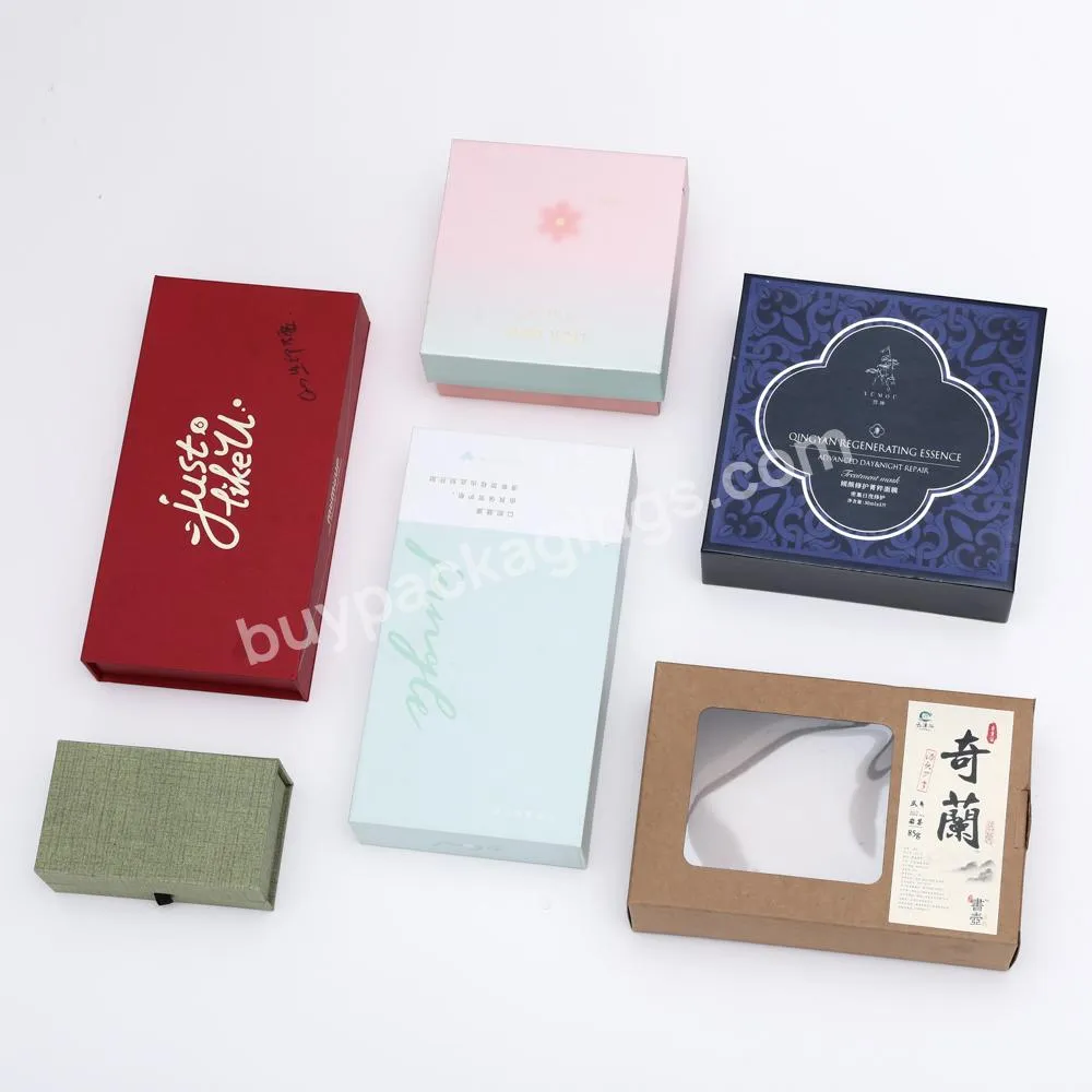 Red wholesale transparent window magnetic beauty cardboard rigid gift box set packaging