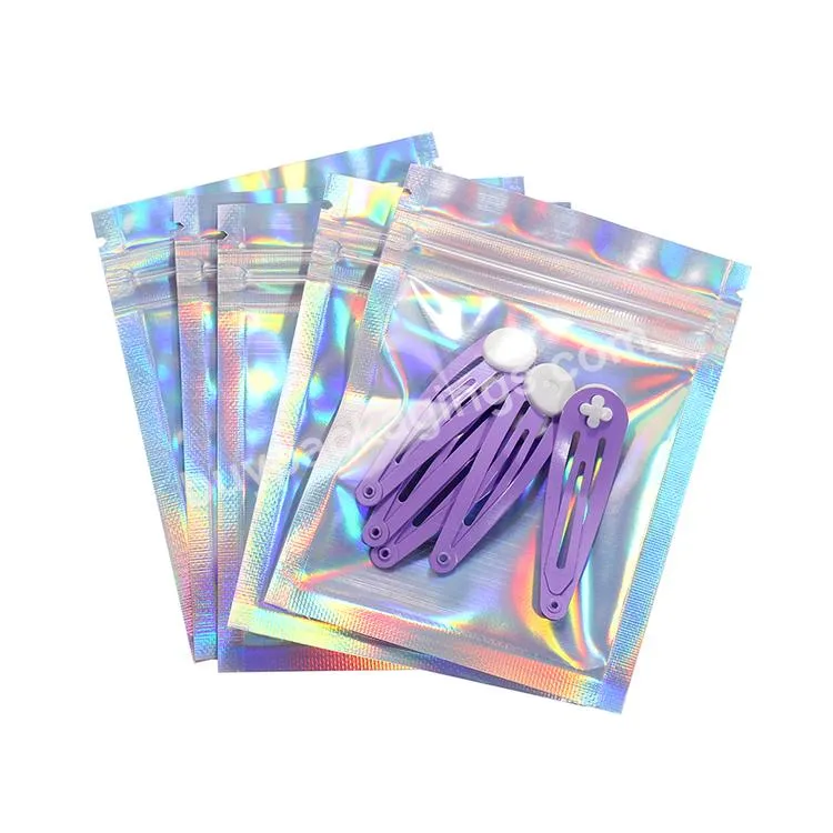 Resealable 3.5 Smell Proof 3 X 4 Inch Plastic Mylar Holographic Mylar Zipper Packaging Bags