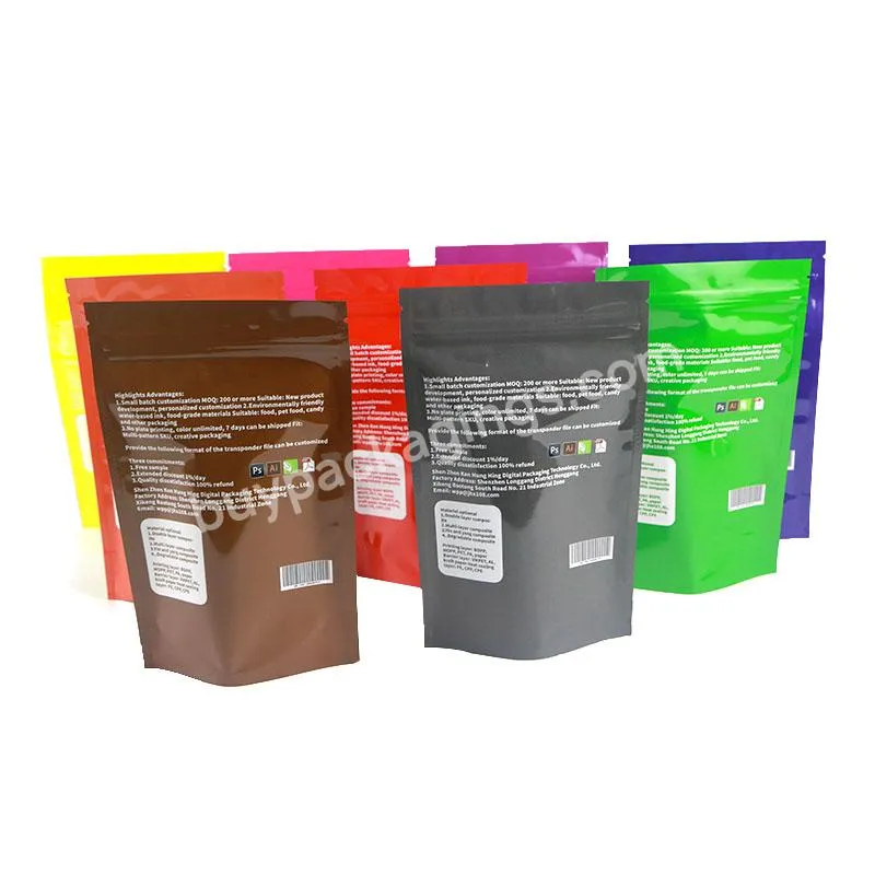 Resealable Aluminum Foil Printed Stand Up Pouches Zip Lock Food Bag Plastic Pouch With Zipper Digital Printing Bag