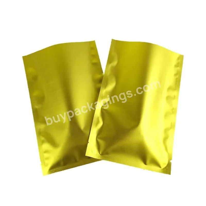 Resealable Gold Aluminum Foil 3 Side Seal Vacuum Heat Seal Food Tea Snack Nuts Packaging Bag