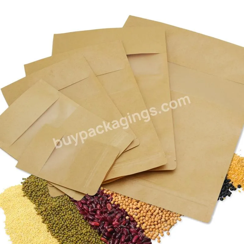 Resealable High Quality Kraft Paper Ziplock Packaging Bag Wholesale Food Grade Kraft Paper Bag