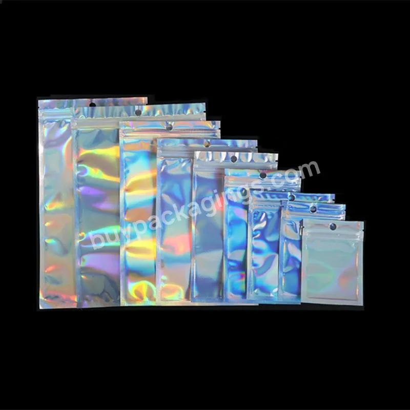 Resealable Odor Smell Proof Mylar Holographic Bags For Food Zipper Storage - Buy Holographic Bags,Zip Lock Eyelash Packaging Bags,Zip Lock Jewelry Bags.