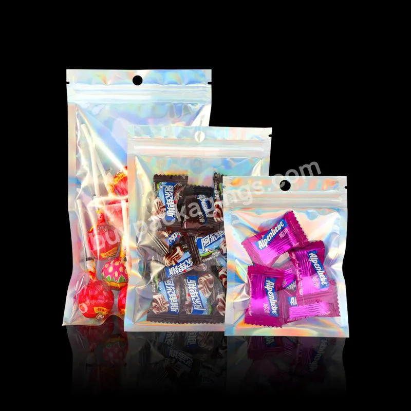 Resealable Odor Smell Proof Mylar Holographic Bags For Food Zipper Storage - Buy Holographic Bags,Zip Lock Eyelash Packaging Bags,Zip Lock Jewelry Bags.