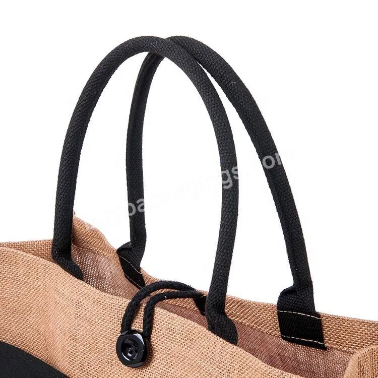 Reusable Custom Logo Printed Natural Non Woven Canvas Cotton Tote Shopping Jute Bag