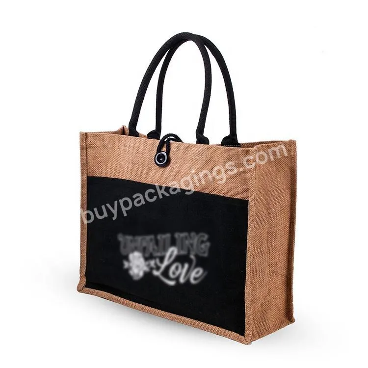 Reusable Custom Logo Printed Natural Non Woven Canvas Cotton Tote Shopping Jute Bag