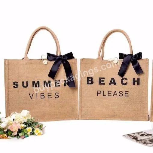 Reusable Eco Friendly Beach Bags With Name Bridal Party Customized Tote Jute Bags Personalized Bridesmaid Proposal Wedding Gifts