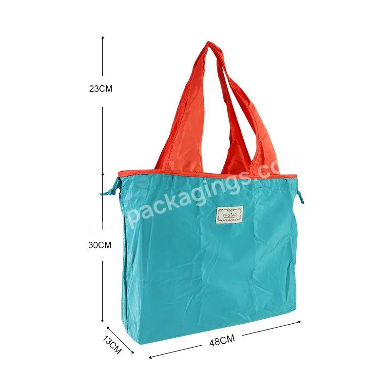 Reusable Eco Shopping Bag Tote Waterproof Oxford Shopper Portable Large Capacity Shoulder Handbag Folding Grocery Bag With Pouch