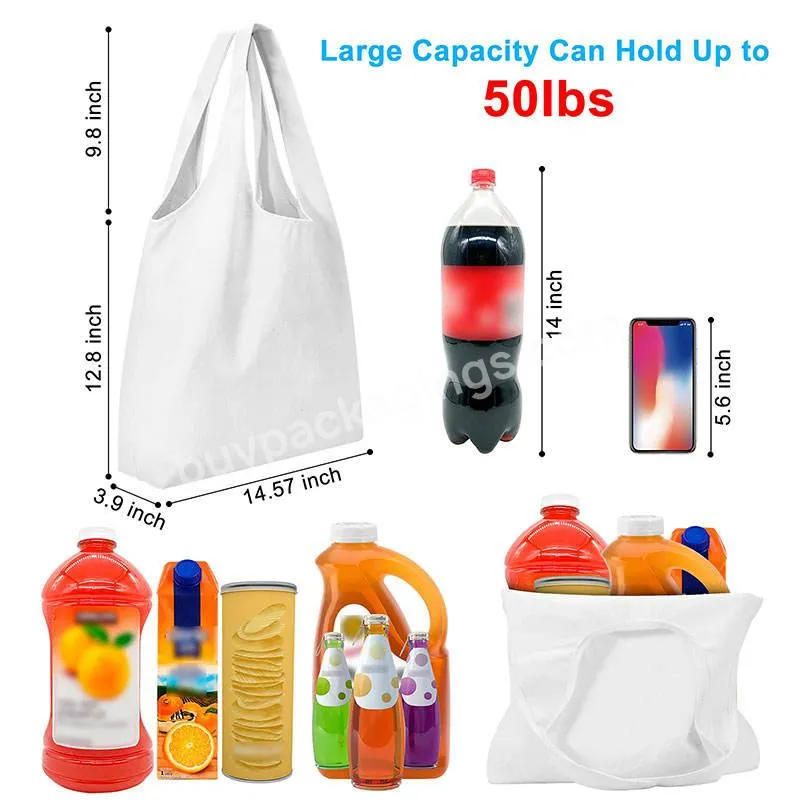 Reusable Grocery Shopping Bags Large Capacity Canvas Tote Bags With Inner Pocket