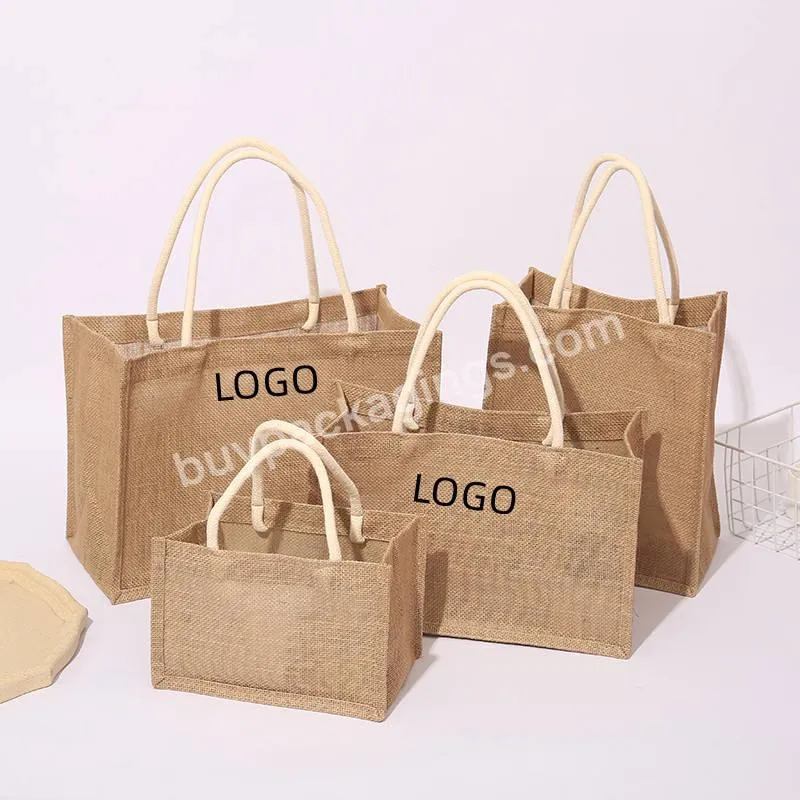 Reusable Jute Linen Beach Cartoon Shopping Cotton Small Reusable Jute Bags