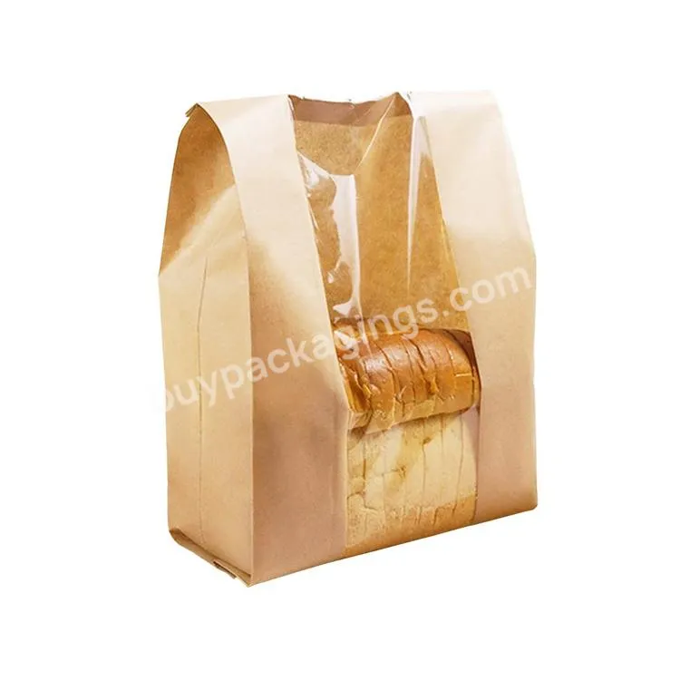 Reusable Printed Food Grade Biodegradable Toast Bread Paper Bag With Window