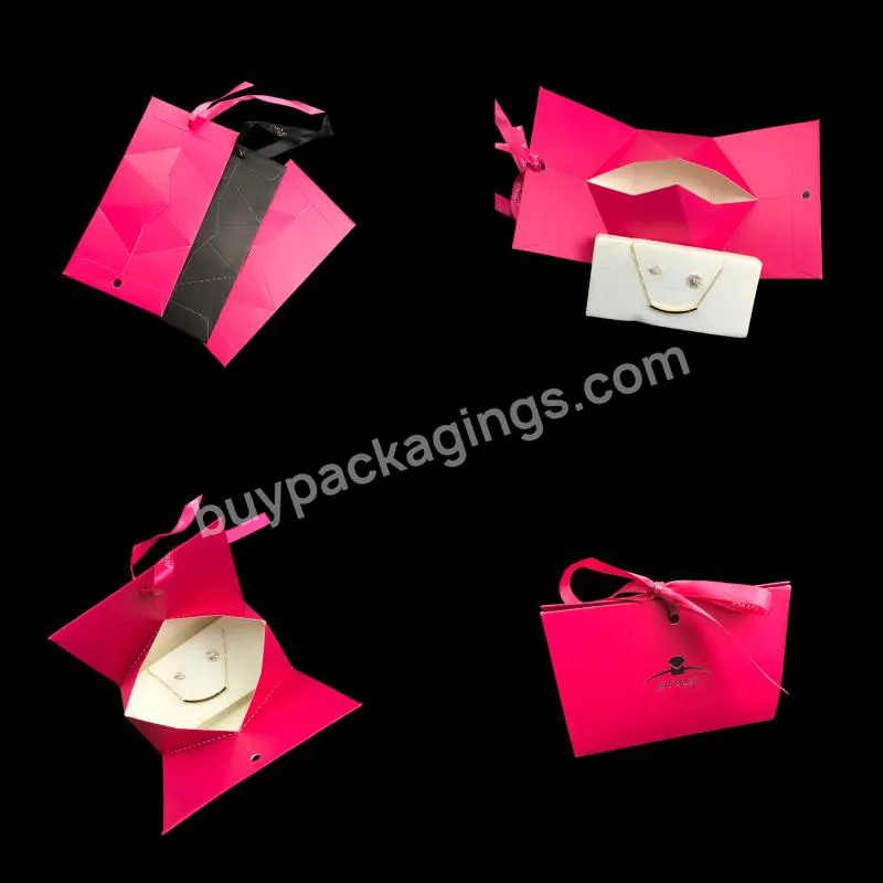 Rose Red Pink Elegant Nice Fancy High Quality Custom Packaging Jewellery Jewelry Storage Earrings Ring Paper Box Packaging Set