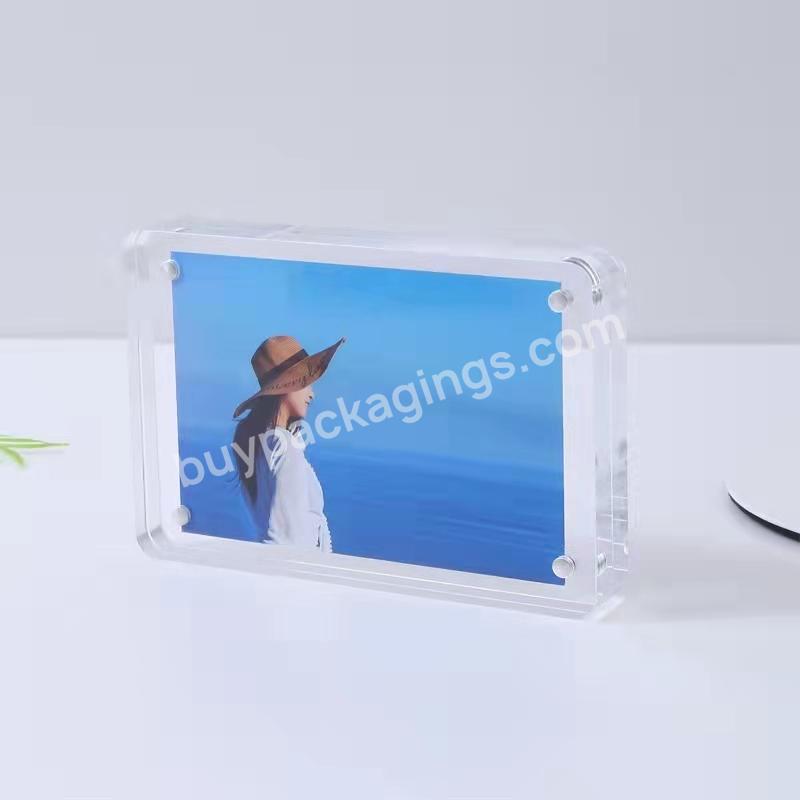 Round Corner Double Sided Clear Acrylic Magnetic Photo Frame