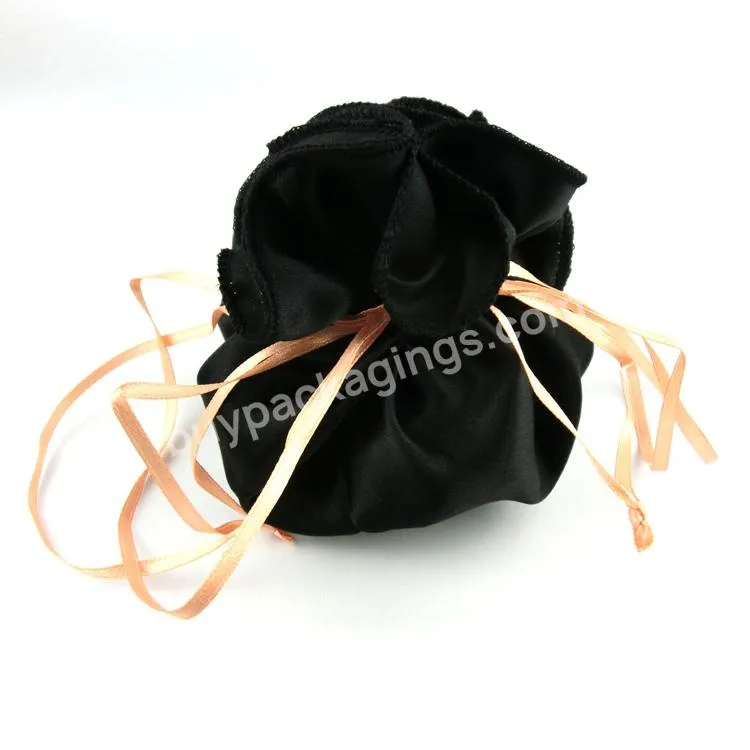 Round Shape Printed Jewelry Drawstring Pouches Custom Made Satin Organza Bags For Package
