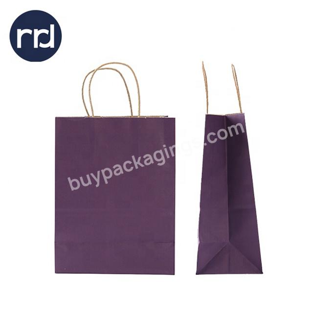 RR Donnelley Classic Style Custom Design Purple Color Kraft Paper Gift Bags