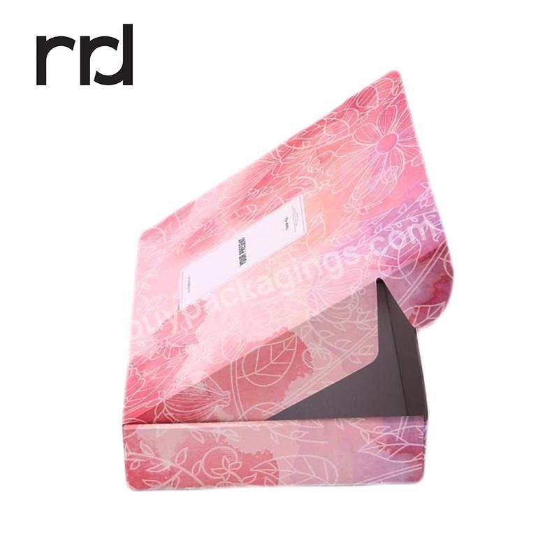 RR Donnelley Custom Design Manufacturer Recyclable Eco Friendly Pink Flower Packaging Corrugated Paper Clothes Shipping Box