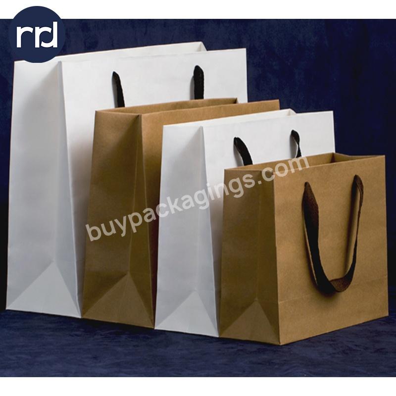 RR Donnelley Custom Logo Brown Kraft Paper Luxury Cosmetic Perfume Shopping Clothing Packaging Gift Coffee Bags with Handles