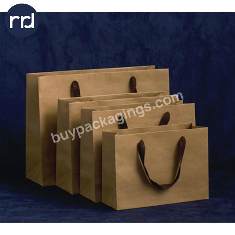 RR Donnelley Custom Logo Brown Kraft Paper Luxury Cosmetic Perfume Shopping Clothing Packaging Gift Coffee Bags with Handles