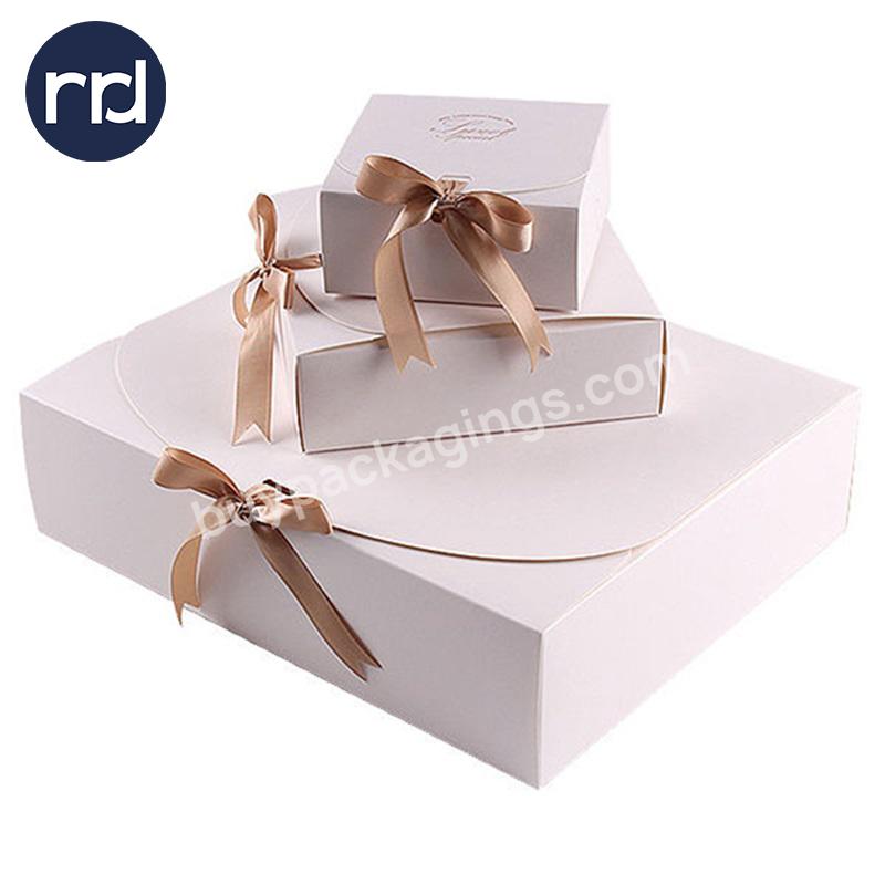 RR Donnelley Custom Wholesale Pink Folding Packaging Luxury Toy Socks Scarf Square Gift Packaging Box With Ribbon