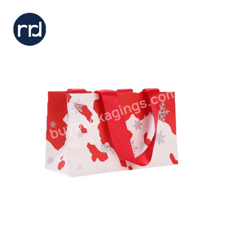 RR Donnelley Design Custom Print logo Christmas Paper Wrapping Candy Gift Coated Shopping bags With Handles