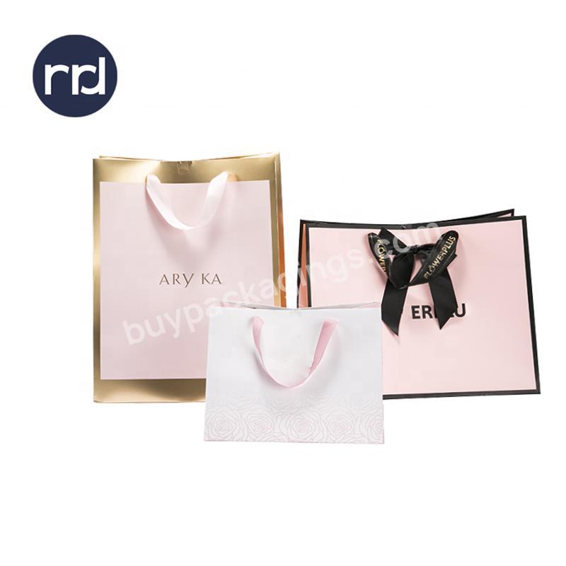 RR Donnelley Hot Selling Promotional Custom Pink Thank You Cloth Packaging Paper Wedding Christmas Gift Bag with Logo